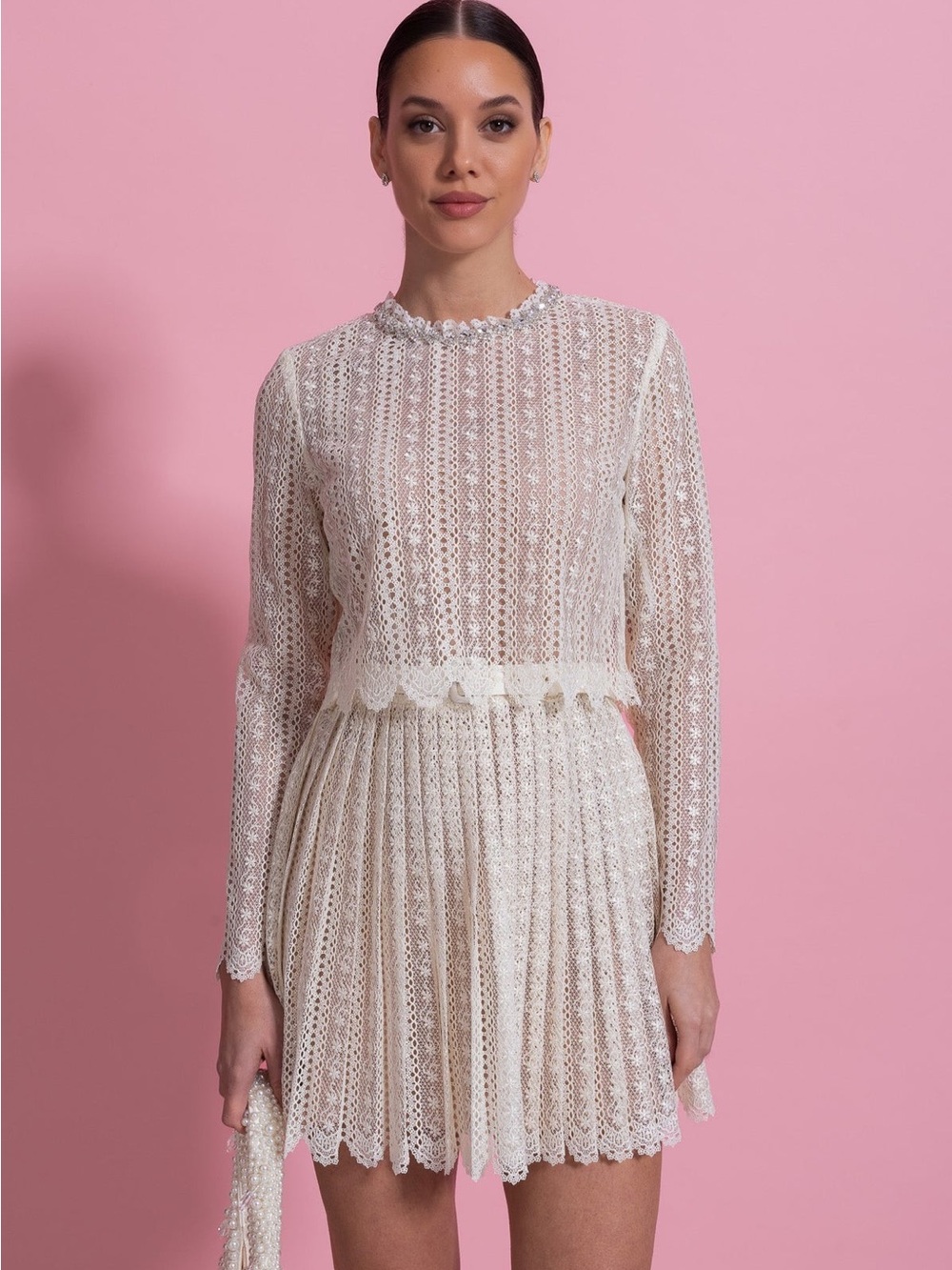 Sierra Darien Marguerite Lace Mini Dress Ivory S $275